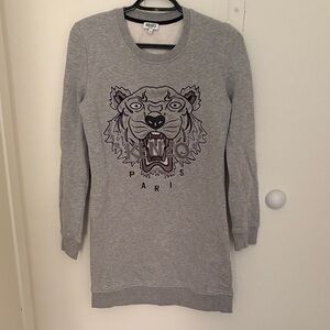 Kenzo Heather Gray Tiger Motif Sweater